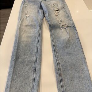 Old Navy Light Blue Distressed Women's Straight Leg Jeans
